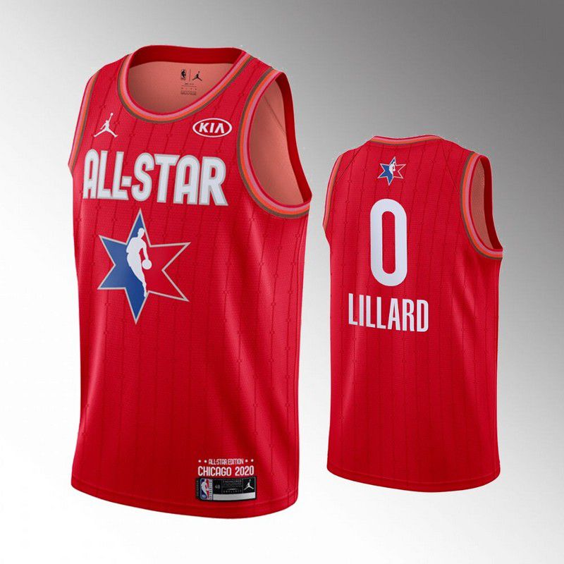 Men Portland Trail Blazers #0 Lillard Red 2020 All Star NBA Jerseys